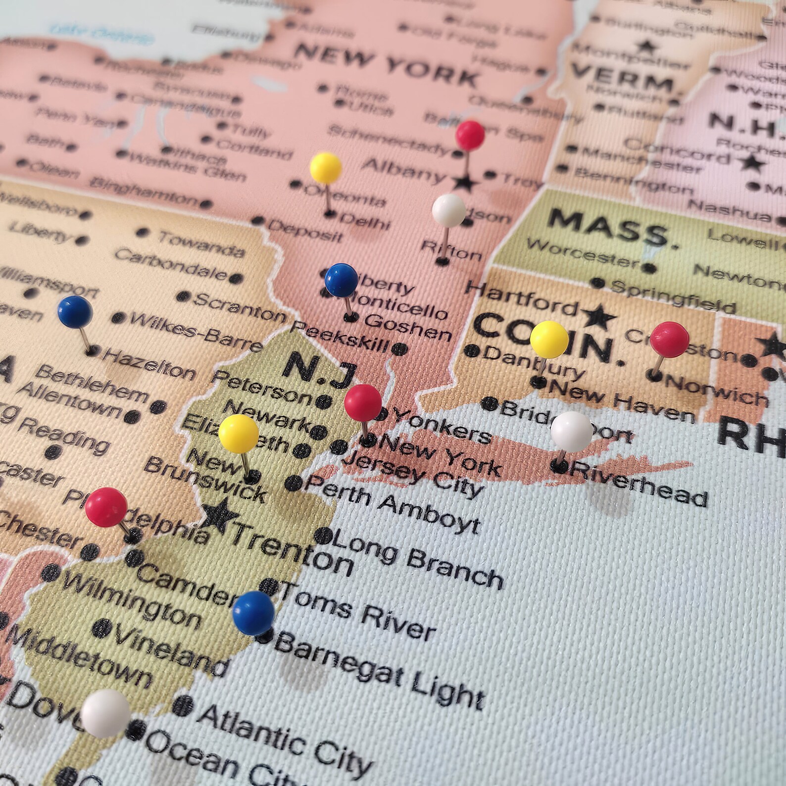 Personalized Push Pin USA Travel Map: Detailed Canvas United States Map ...