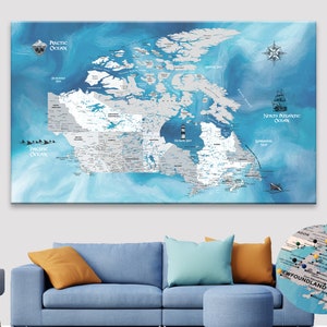 Pirate Canada Push Pin Map: Personalized Travel Canvas Art