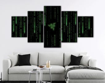 Matrix Rasierer Leinwandkunst: Binärcode Abstrakter Druck, Multi-Panel