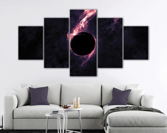 Solar Eclipse Canvas Art: 5-Panel Celestial Wall Decor