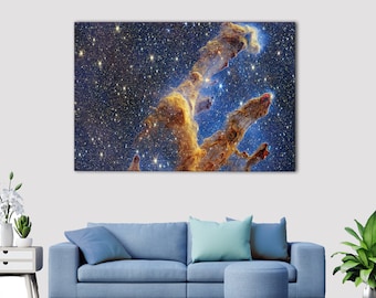 Pillars of Creation Canvas Art: Deep Space Cosmic Decor