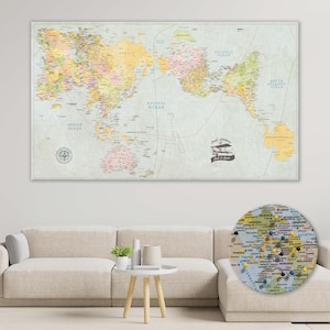 AuthaGraph Push Pin World Map: Personalized Classic Travel Tracker Gift