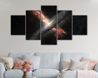 Black Hole Canvas Wall Art: 5-Panel Space Poster