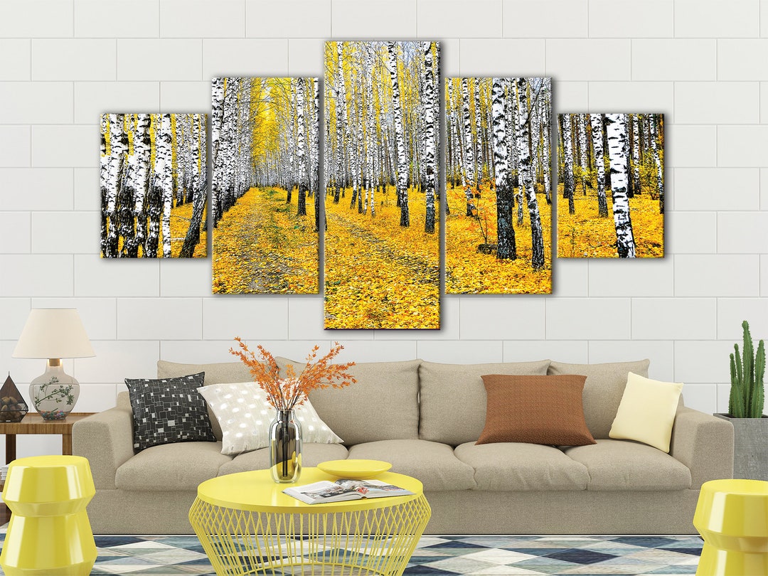 Autumn Birch Trees Canvas Art: 5-panel Forest Wall Decor - Etsy