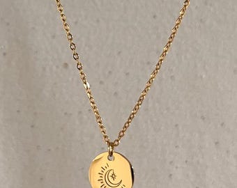 My Sun Moon and Stars Necklace | Surgical Stainless Steel | Waterproof | Non-Tarnish | Hypoallergenic | Hand Stamped