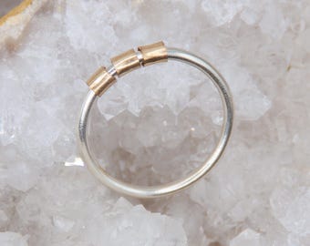 Handmade Fidget Ring | Sterling Silver and 14K Gold Filled: Anxiety Ring