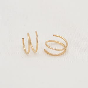 Twist Earrings Sterling Silver & Gold Filled, Faux Double Piercing, Backless