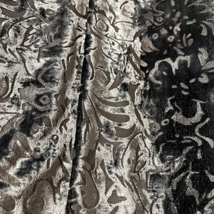Steel blue/gray silk velvet Devore’ fabric.