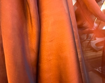 Deep Copper Silk Chiffon Fabric: woven with black;  ethereal drape.