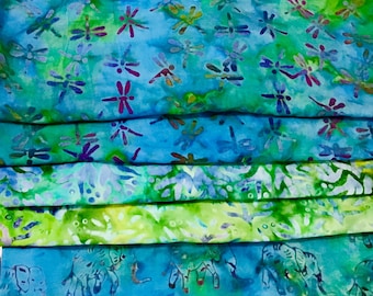 Vintage rayon Bali batik by Princess Mirah in colors of the Caribbean.