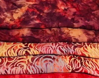 Vintage Bali Batik Fabric: "Fall Fiesta" Rayon, Artisan Crafted