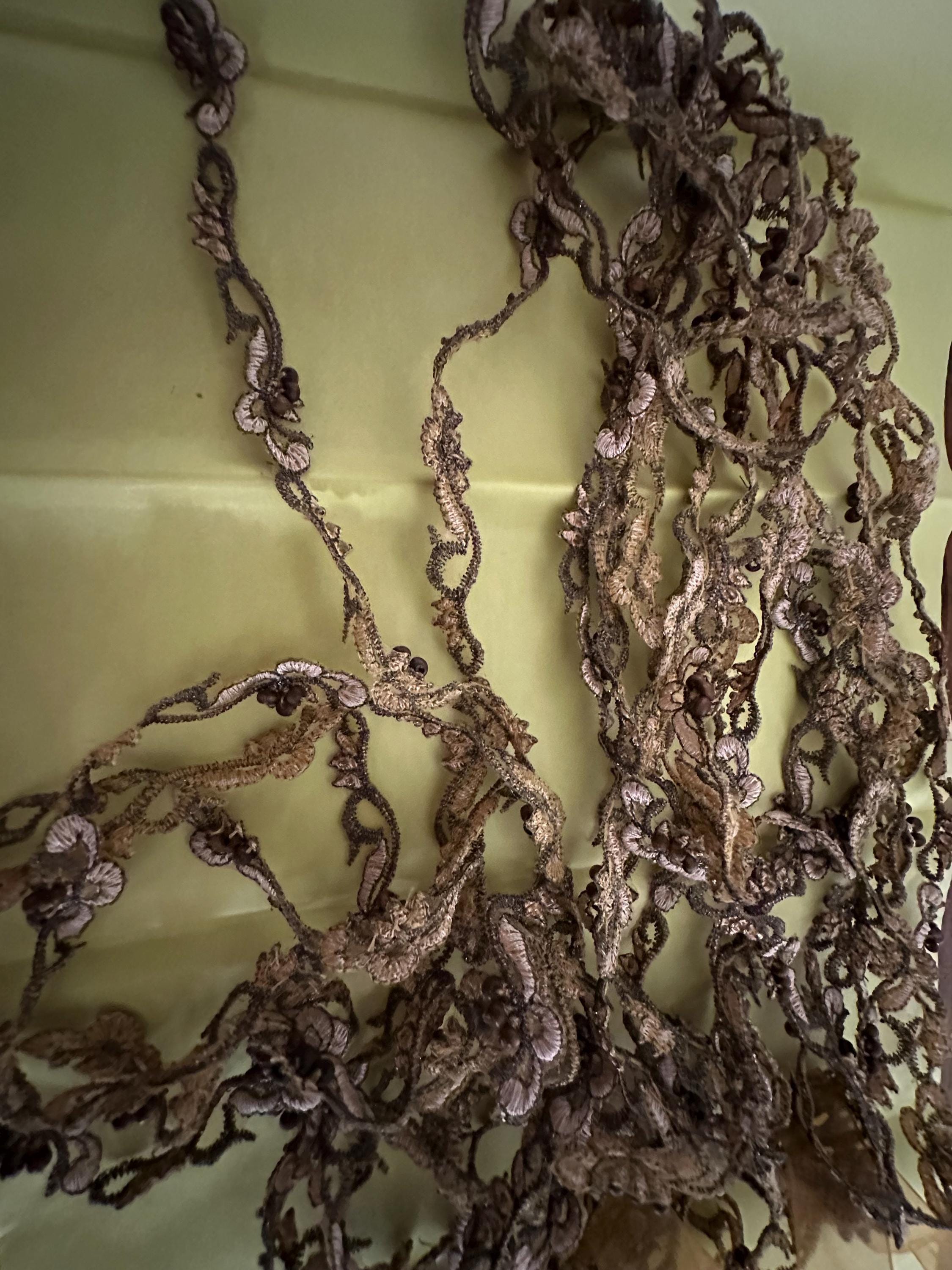 Embroidered Metallic Thread Trim in Bronze and Soft Pink. Eclectic ...