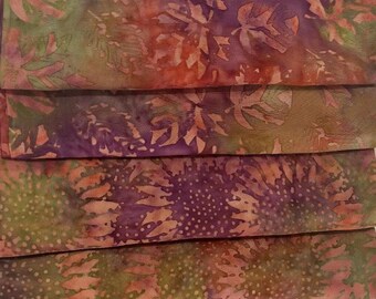 Vintage Bali Batik Fabric Bundle: Rayon Hand-Printed Tuscany Colors