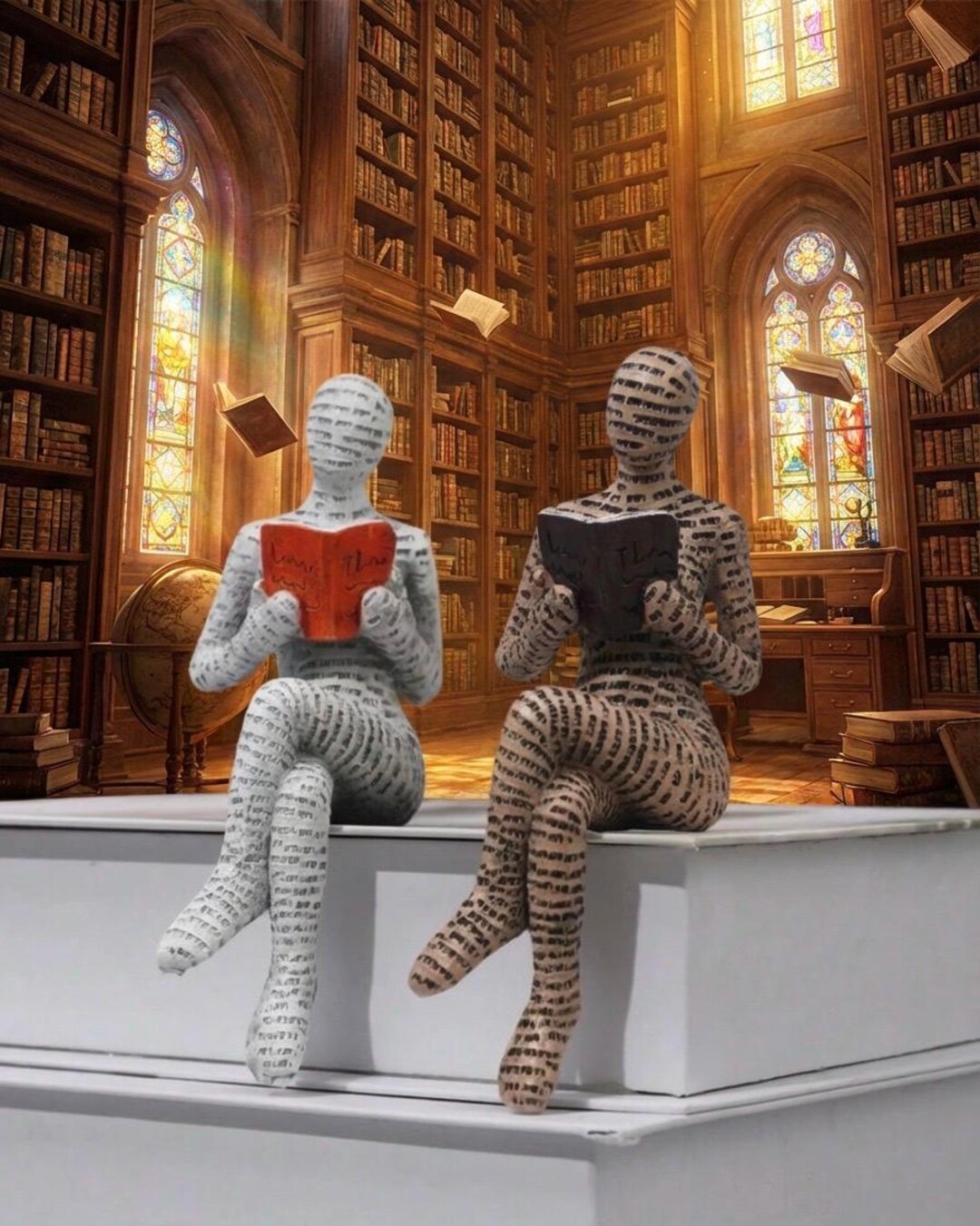 Polyresin Reading Figures – Textured Bookworm Shelf Decor - Etsy UK