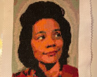 Coretta Scott King - finished cross-stitch portrait 5x7 inches