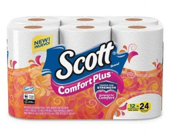 Scott ComfortPlus Toilet Paper, Double Roll, Bath Tissue, 1-Play, 231, 12 Roll per Pack