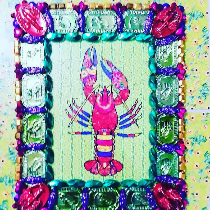 Crawfish With Mardi Gras Bead Frame - Etsy
