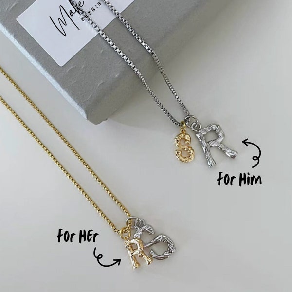 Initial necklace, Letter necklace, Personalised necklace, Custom gift for her, Gift for him, Birthday gift, Matching necklaces for couples