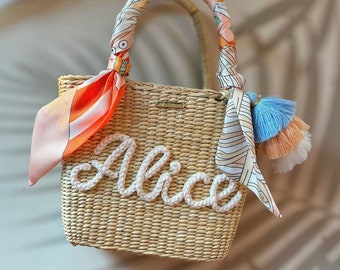 Custom straw bag, Personalised beach bag, Personalised woven beach bag, Initial beach bag, Gift for her, Birthday gift, Custom bag