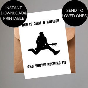 Geburtstagskarte zum Ausdrucken/ Geburtstagskarte/ Rock N' Roll/ Spaß/ Charming/ Alter/ Geburtstag/ Liebe/Canva/Digitaler Download/Druck