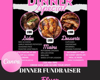 Dinner Specials Flyer, Restaurant Menu Template, Editable Food Flyer, Cafe Promotion, Printable Meal Deal Flyer, Canva Catering Specials