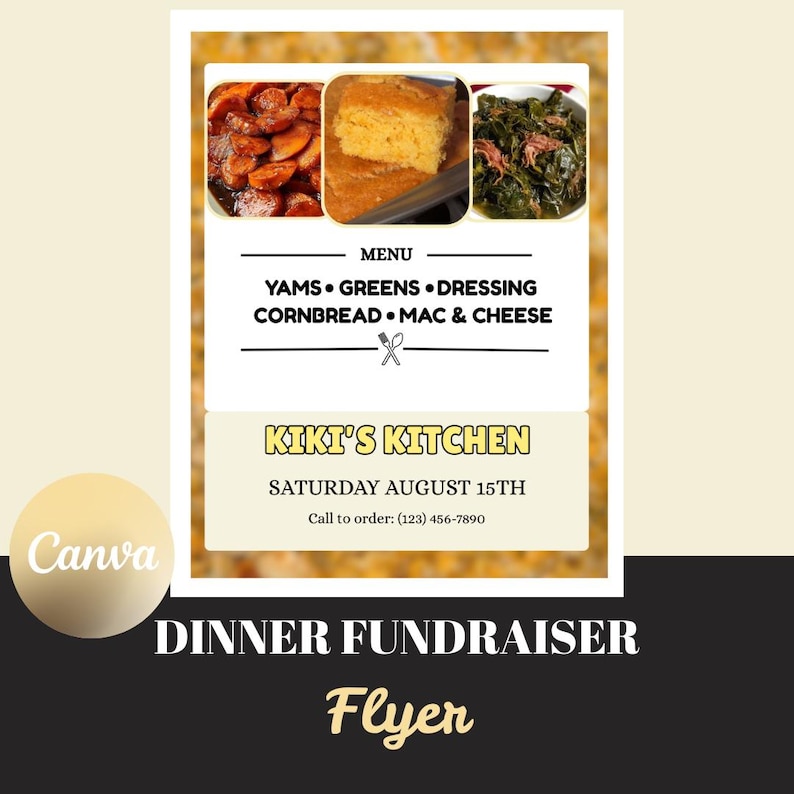Dinner Fundraiser Flyer Template: Editable Canva Design (8.5x11) - Etsy