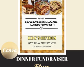 Dinner Fundraiser Flyer Template: Editable Canva Design (8.5x11)