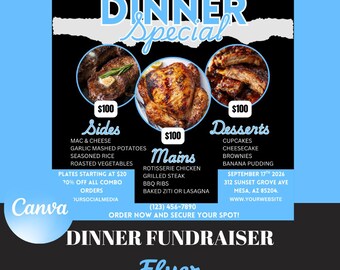 Dinner Specials Flyer, Restaurant Menu Template, Editable Food Flyer, Cafe Promotion, Printable Meal Deal Flyer, Canva Catering Specials