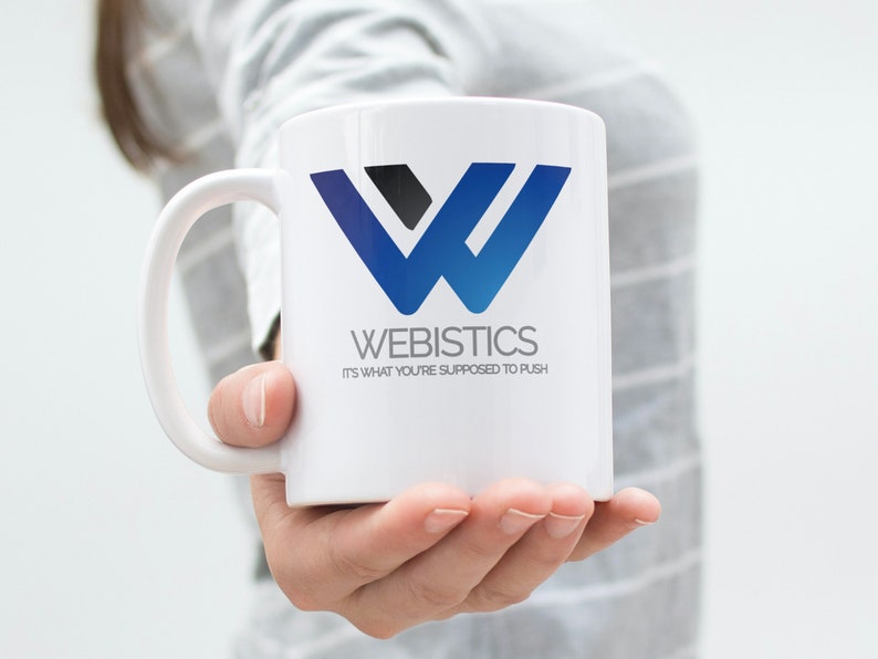 Hand holding a Sopranos coffee mug featuring the quote “Webistics. It’s What You’re Supposed to Push” from Tony Soprano. Fan art gift for The Sopranos fans, perfect for collectors and binge-watchers.