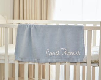Personalized Hand Embroidered Baby Blanket, Custom Name Blanket, Newborn Gift, Baby Shower Gift, Stroller Blanket, Baby Announcement Gift