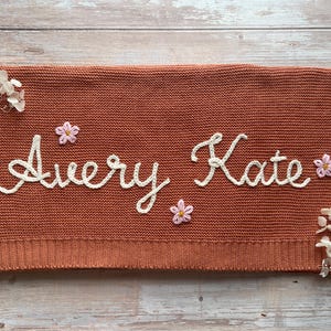 Personalized Hand Embroidered Name Baby Blanket, Custom Blanket, Newborn Gift, Baby Shower Gift, Stroller Blanket, Baby Announcement Gift