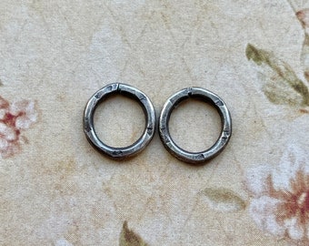 Open Hammered Antiqued Sterling Silver Links - 1 pair - 9mm