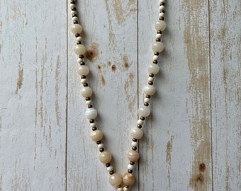 Handmade Glass and Bone Necklace - 16 inches