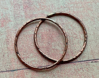 27mm Antiqued Copper, Notched Hoop Findings - 1 pair