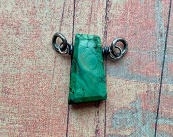 Malachite Rectangle Briolette Solitaire Connector