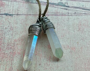 AB Matte Quartz Crystal Points - 1 pair - 30mm