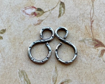 Open Antiqued Sterling Mini S Links - 1 pair