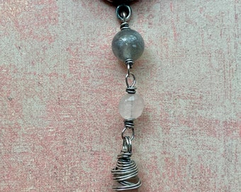 Moonstone in Blackened Sterling with Labradorite and Multi Beryl Pendant