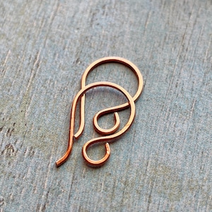 Small Raw Copper Hammered Ear Wires - 1 pair - 15mm - 20 gauge