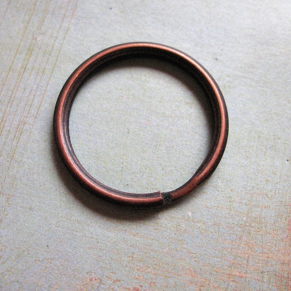 Antiqued Copper Plated Stainless Steel Spilt Key Ring - 1 inch diameter