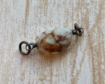 Faceted Peruvian Opal Bead Connector in Antiqued Sterling