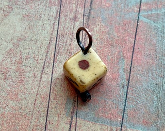 Vintage Carved Bone Dice Charm - 1 piece