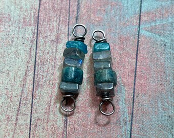 Apatite, Labradorite, Sapphire Heishi Bead Connector Pair