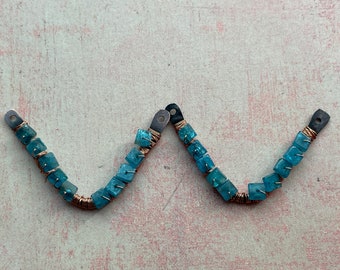 Apatite Woven Copper V Bars - 1 pair