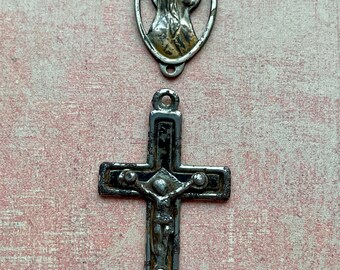 Vintage Rosary Cross and Antiphon no.2