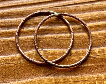 27mm Antiqued Copper, Notched Hoop Findings - 1 pair