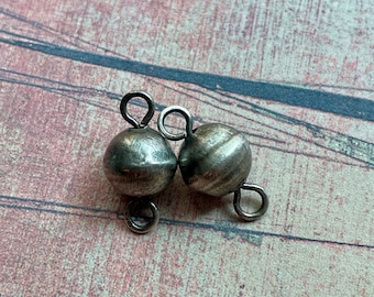 Brushed Vintage Sterling Silver Bench Block Bead Connectors - 2 pieces - 16mm