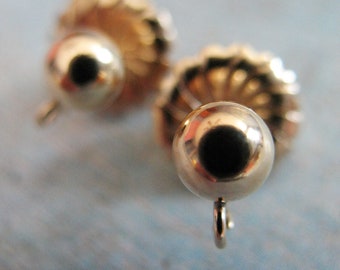Gold Filled 5mm Ball Ear Post with Large Backs and Open Bottom Link - 1 pair
