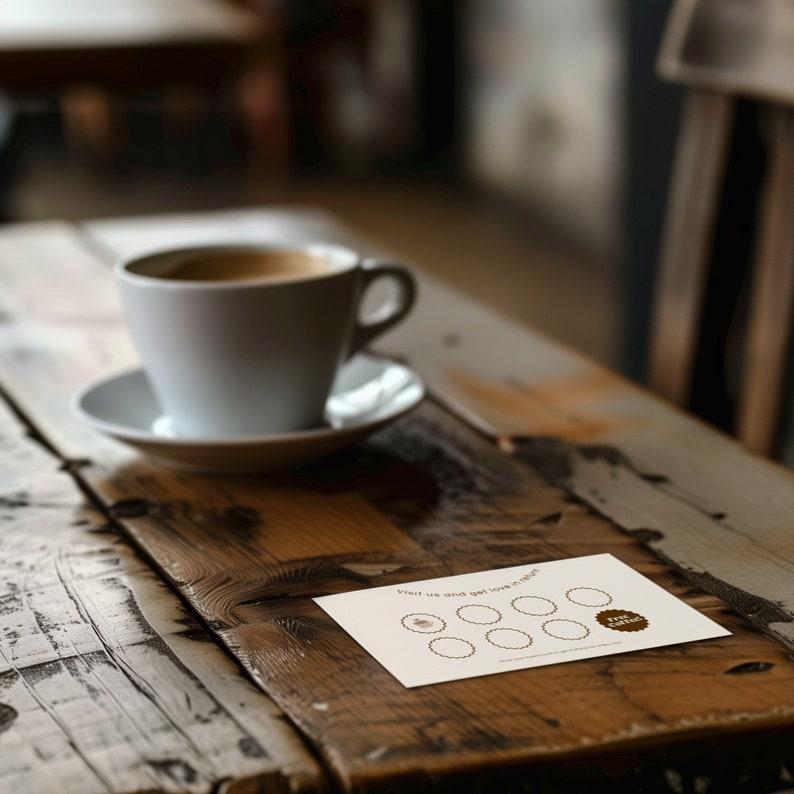 Cafe Loyalty Card Template, Coffee Shop Stamp Card (Canva Editable, Digital Download) image 5