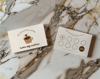 Cafe Loyalty Card Template, Coffee Shop Stamp Card (Canva Editable, Digital Download)